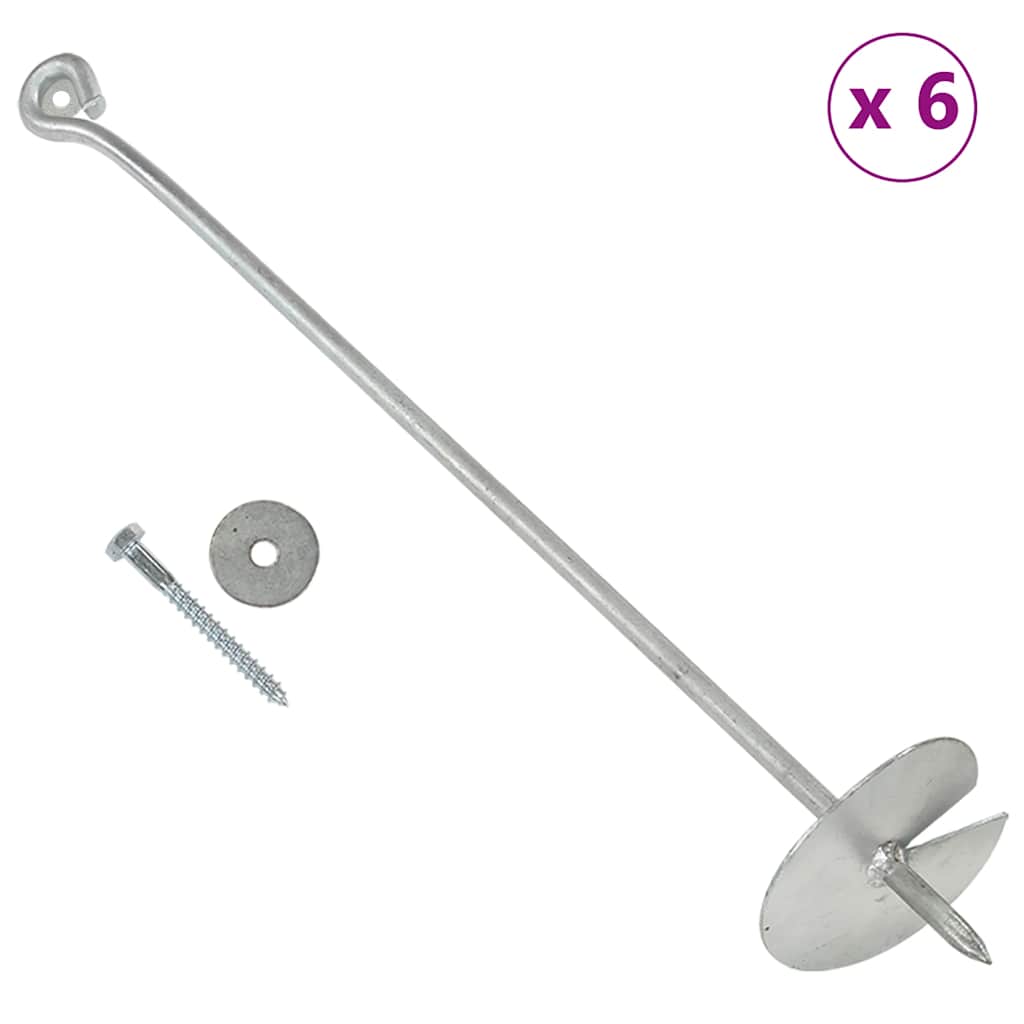 jordankre 6 stk. 10x60 cm galvaniseret metal