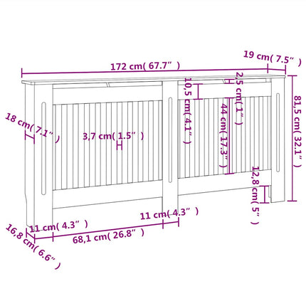 radiatorskjuler 172x19x81,5 cm konstrueret træ antracitgrå