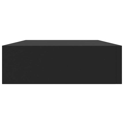 væghylde med skuffe 48x25x8 cm sort