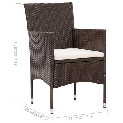 haveloungesæt 5 dele med hynder polyrattan brun