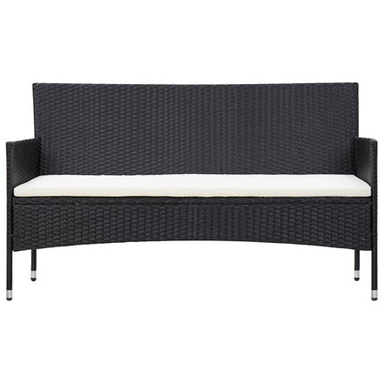 haveloungesæt 5 dele med hynder polyrattan sort