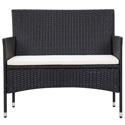 haveloungesæt 5 dele med hynder polyrattan sort