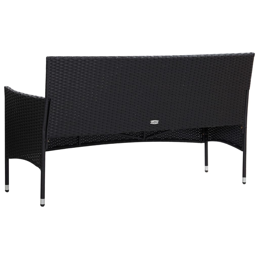haveloungesæt 5 dele med hynder polyrattan sort