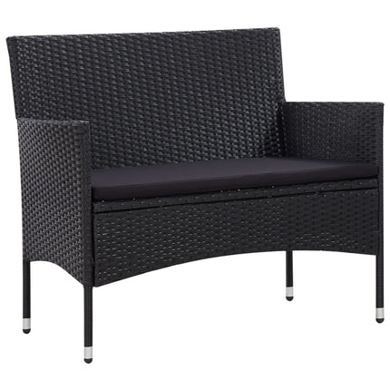 haveloungesæt 5 dele med hynder polyrattan sort