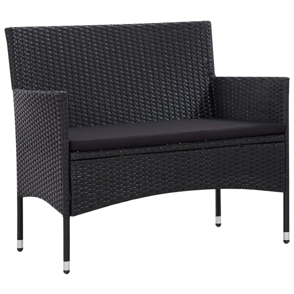 haveloungesæt 5 dele med hynder polyrattan sort