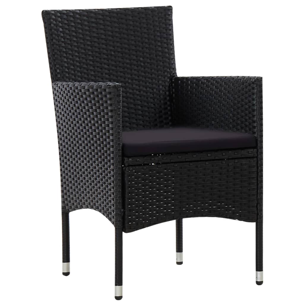haveloungesæt 5 dele med hynder polyrattan sort