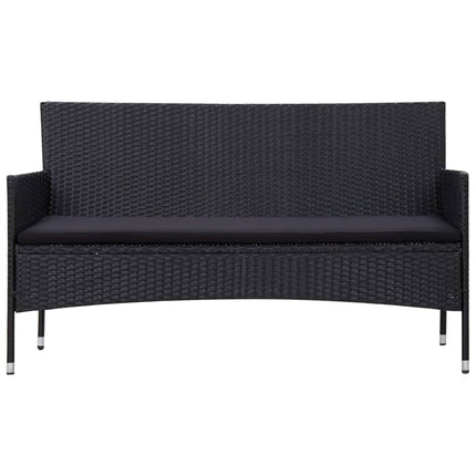 haveloungesæt 5 dele med hynder polyrattan sort