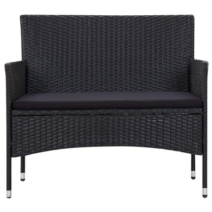 haveloungesæt 5 dele med hynder polyrattan sort