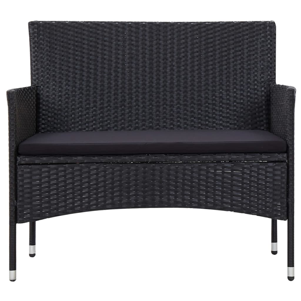 haveloungesæt 5 dele med hynder polyrattan sort