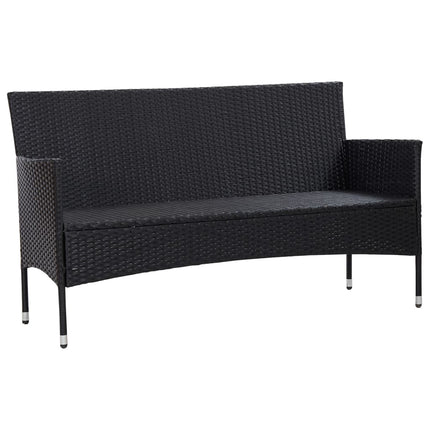 3-personers havesofa med hynder polyrattan sort