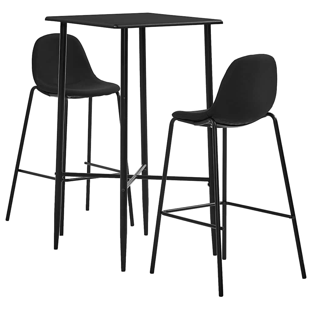 Barsæt i sort stof - bord 60 × 60 × 111 cm + 2 barstole