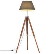 gulvlampe med trefod 141 cm massivt teaktræ honningbrun og sort