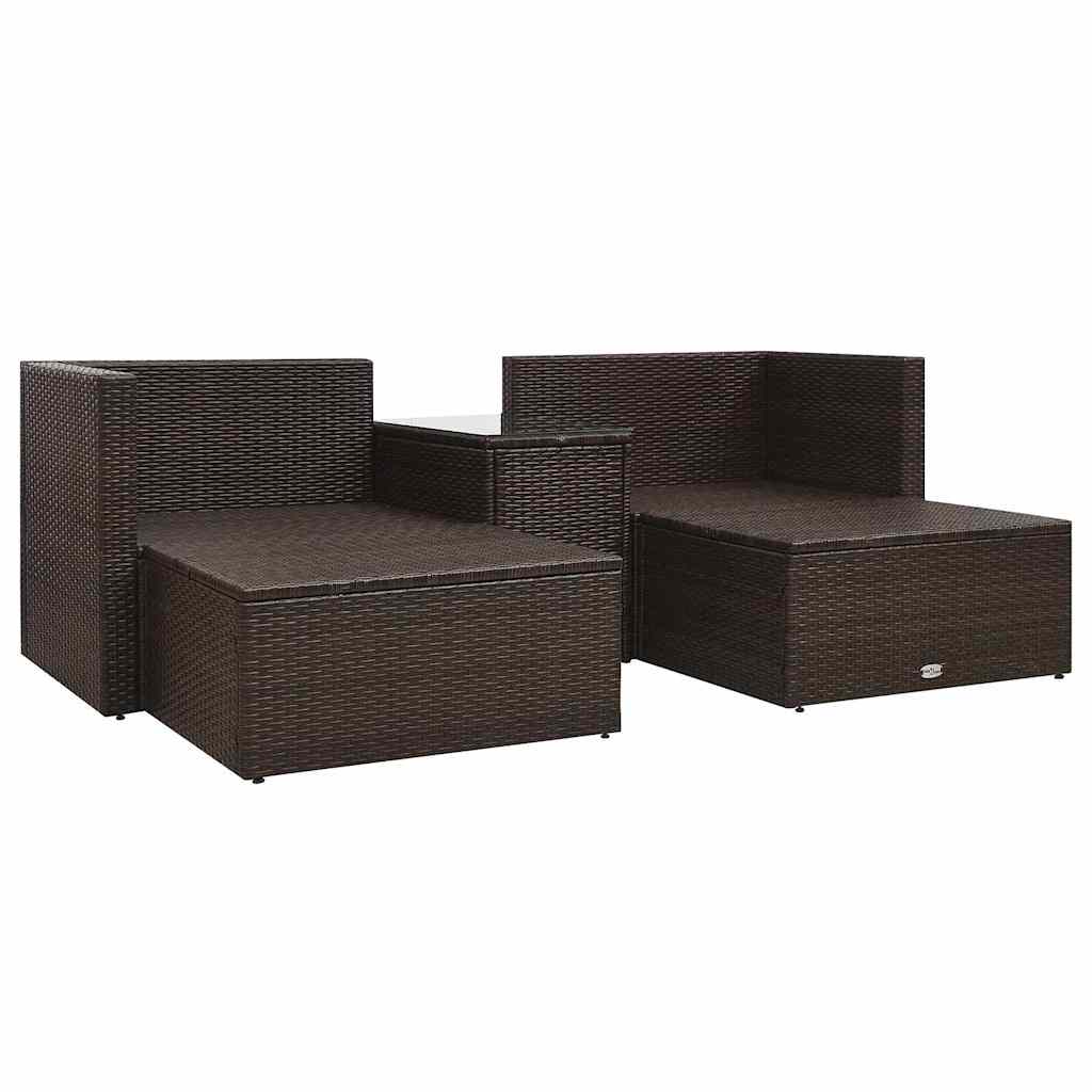haveloungesæt 5 dele med hynder polyrattan brun