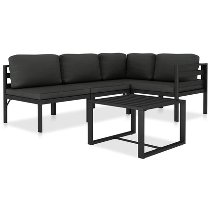 loungesæt med hynder 5 dele aluminium antracitgrå