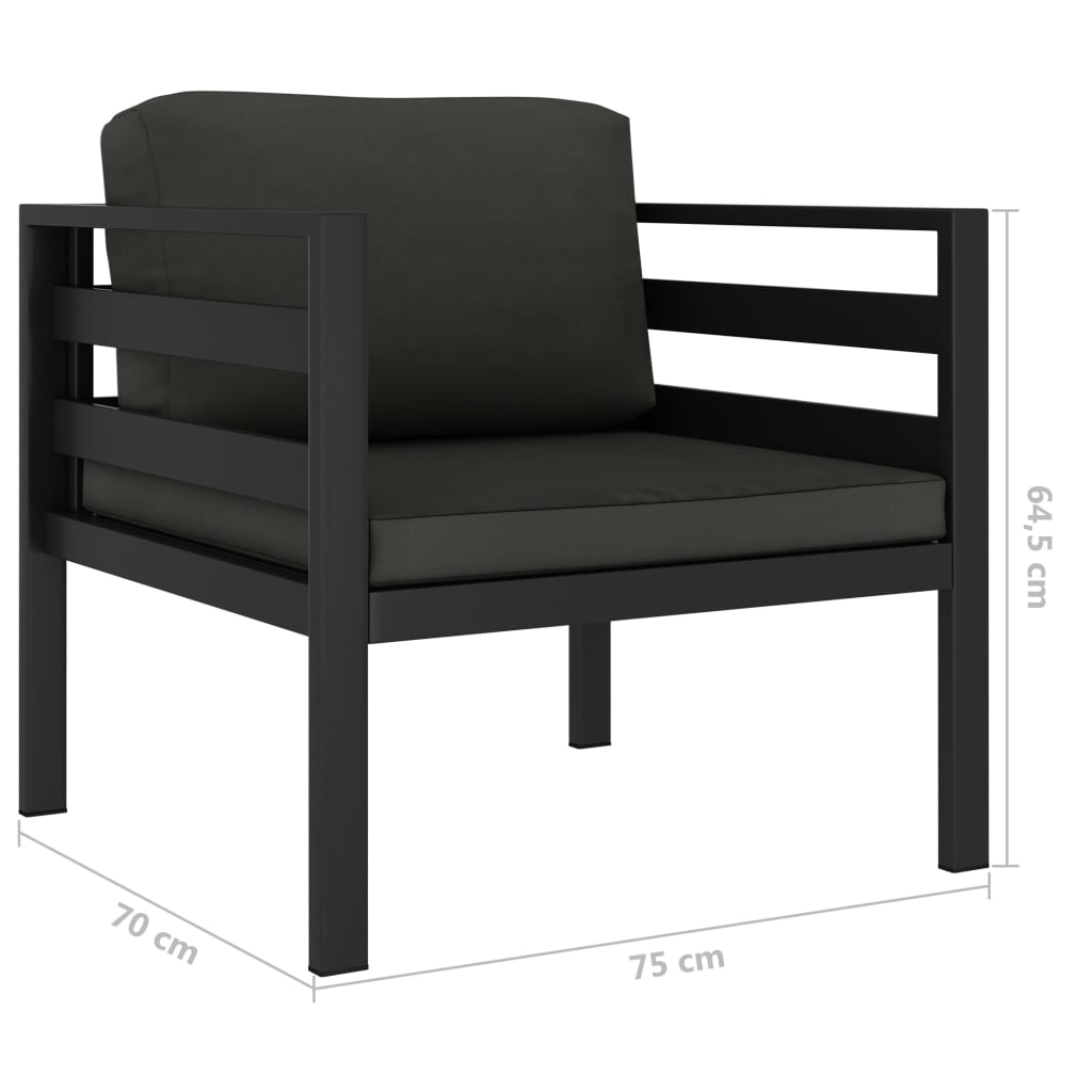 loungesæt med hynder 6 dele aluminium antracitgrå