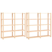 reoler 2 stk. 5 hylder 170 x 38 x 170 cm massivt fyrretræ 500 kg