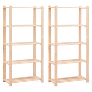 reoler 2 stk. 5 hylder 80x38x170 cm massivt fyrretræ 250 kg