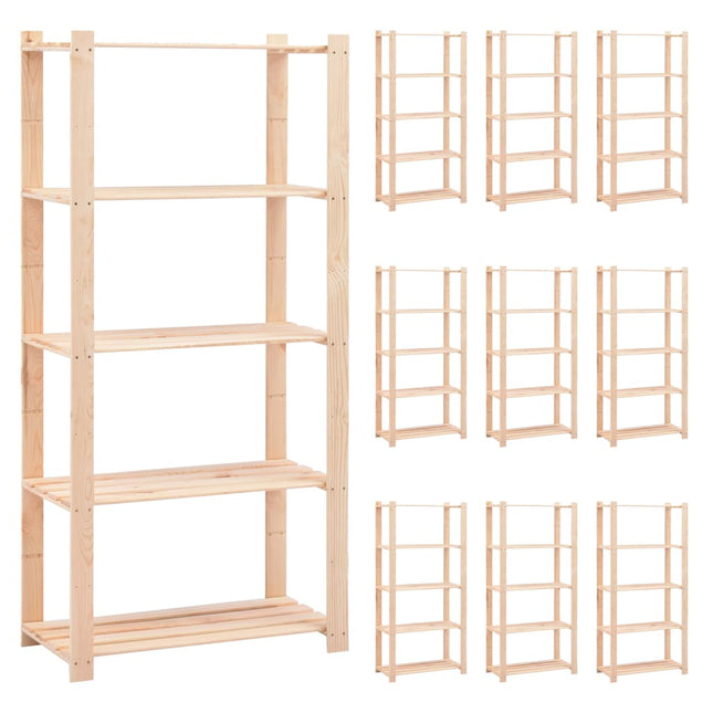 reoler 10 stk. 5 hylder 80 x 38 x 170 cm fyrretræ 250 kg