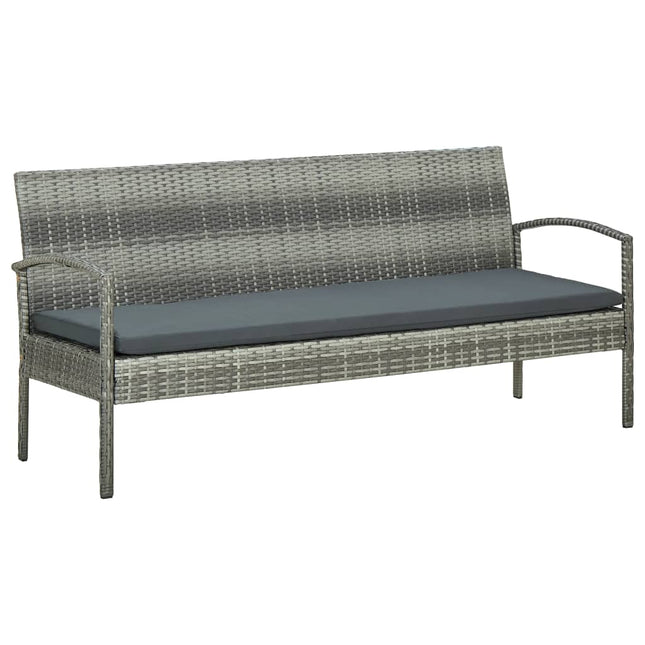 3-personers havesofa med hynder polyrattan grå