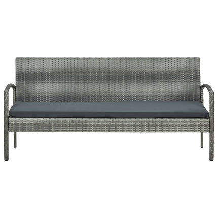 3-personers havesofa med hynder polyrattan grå