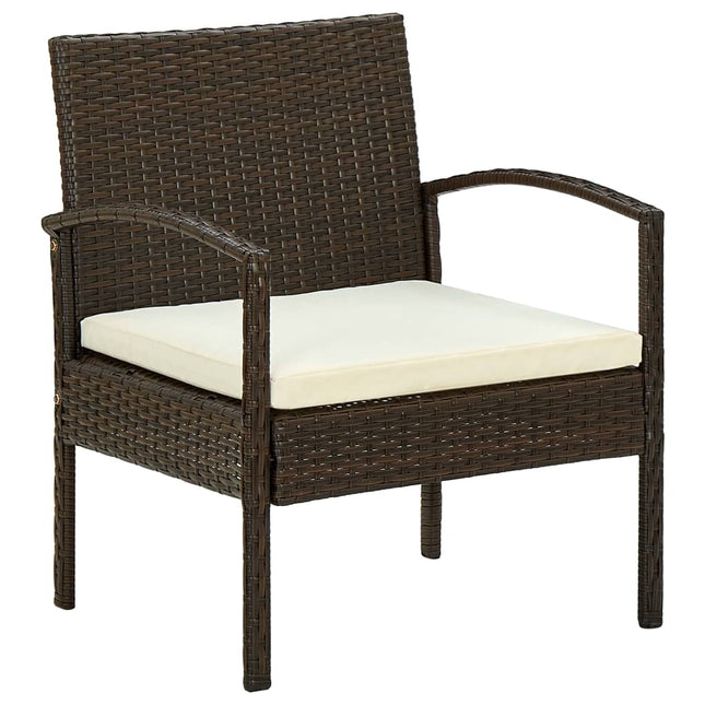 havestol med hynde polyrattan brun