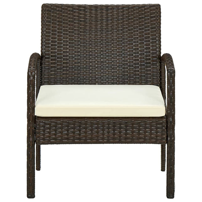 havestol med hynde polyrattan brun