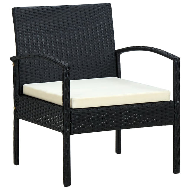 havestol med hynde polyrattan sort