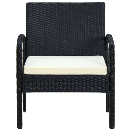 havestol med hynde polyrattan sort