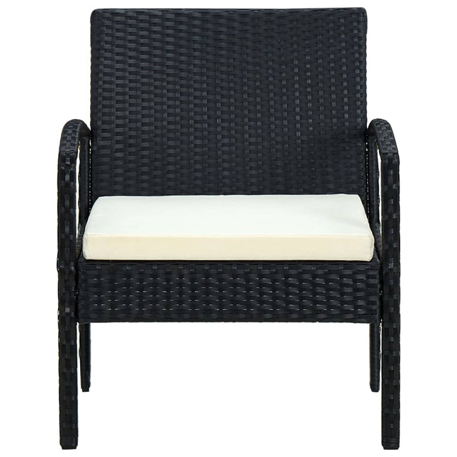 havestol med hynde polyrattan sort