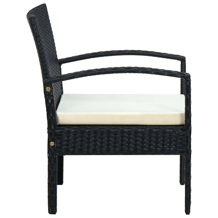 havestol med hynde polyrattan sort