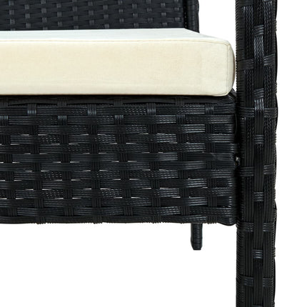 havestol med hynde polyrattan sort