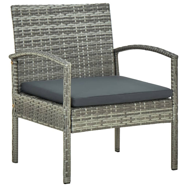 havestol med hynde polyrattan grå
