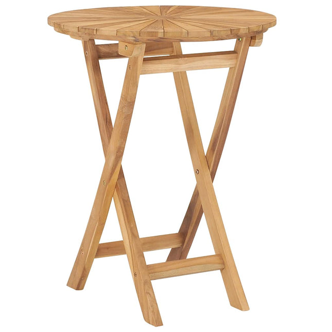 foldbart havebord Ø 60 cm massivt teaktræ
