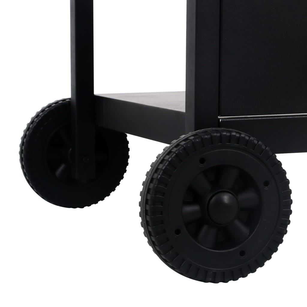 gasgrill med 3-lags sidebord sort