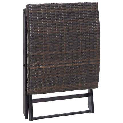 foldbar skammel polyrattan brun