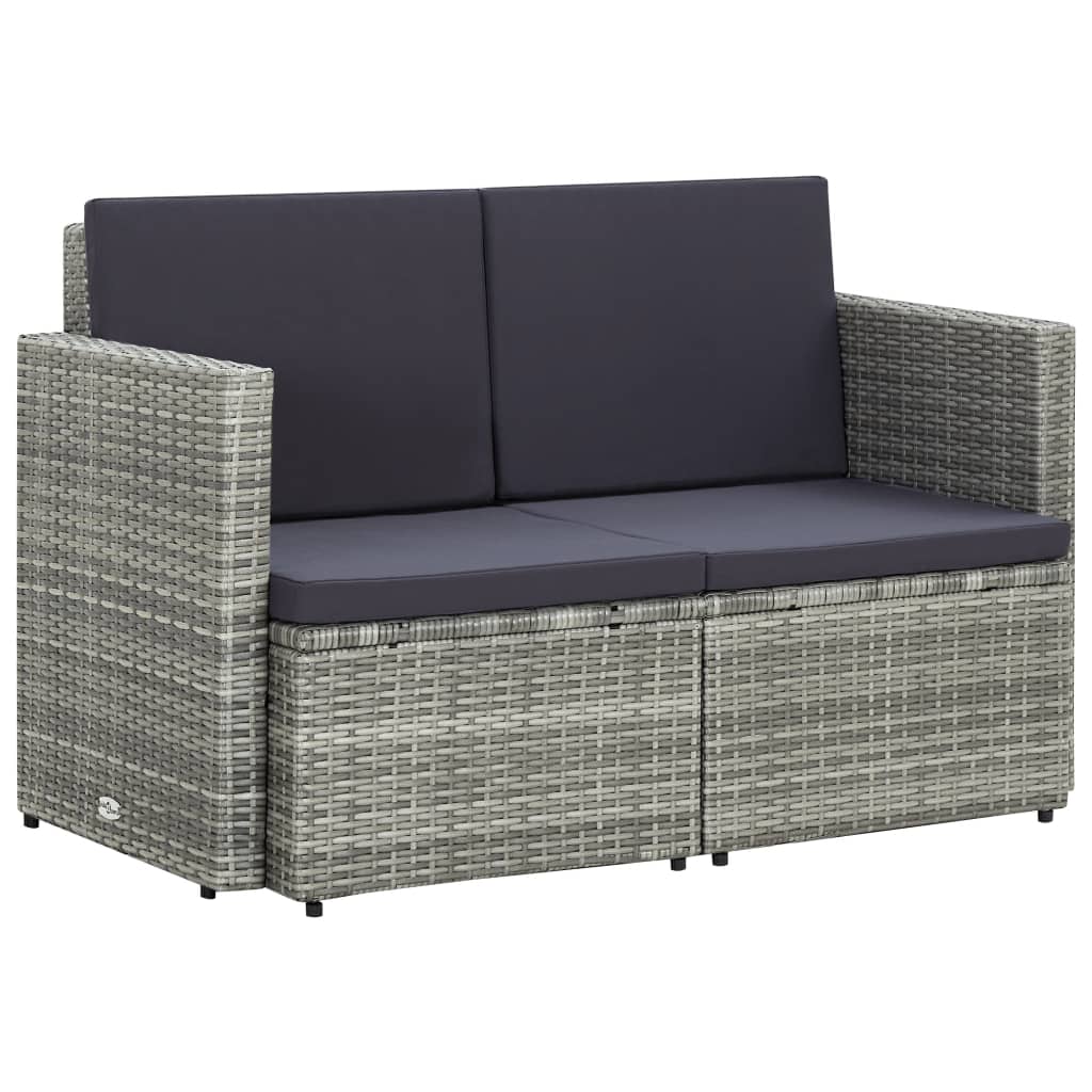 2-personers havesofa med hynder polyrattan gr