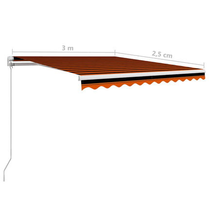 foldemarkise manuel betjening 300 x 250 cm orange og brun