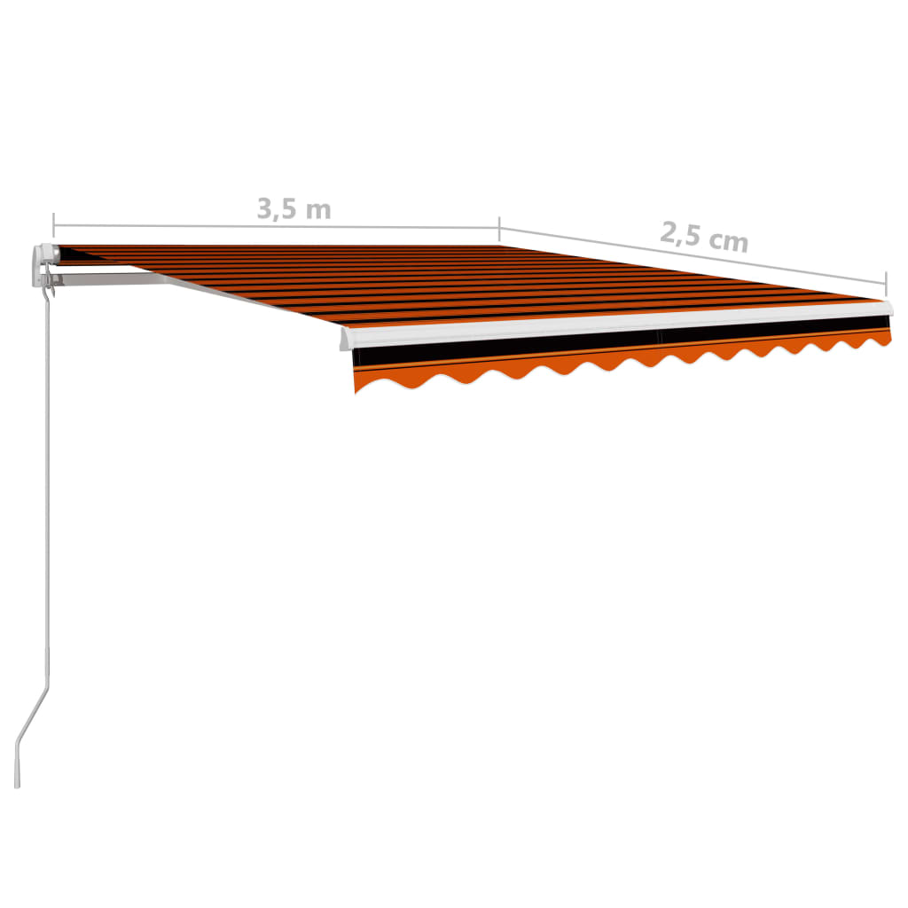 foldemarkise med manuel betjening 350 x 250 cm orange og brun