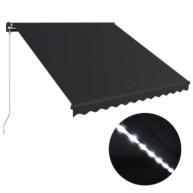 markise m. LED-lys 350x250 cm manuel betjening antracitgrå