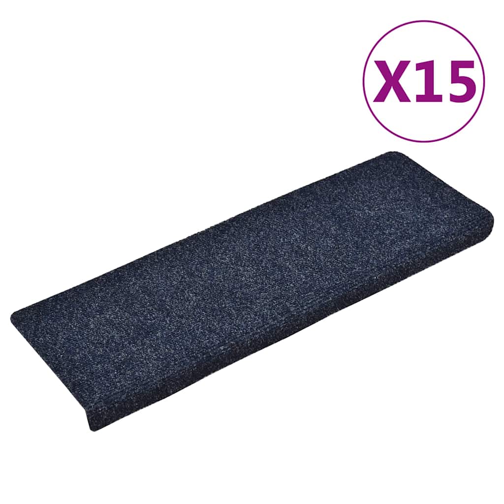 trappemåtter selvklæbende 15 stk. 65x21x4 cm blå rektangulær kant