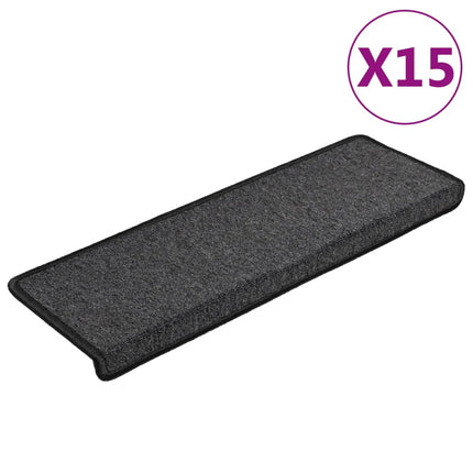 trappemåtter 15 stk. 65x21x4 cm antracit rektangulær kant