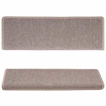 trappemåtter 15 stk. 65x21x4 cm lysebrune rektangulære kanter