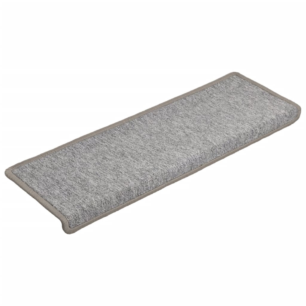 trappemåtter 15 stk. 65x21x4 cm lysegrå rektangulær kant
