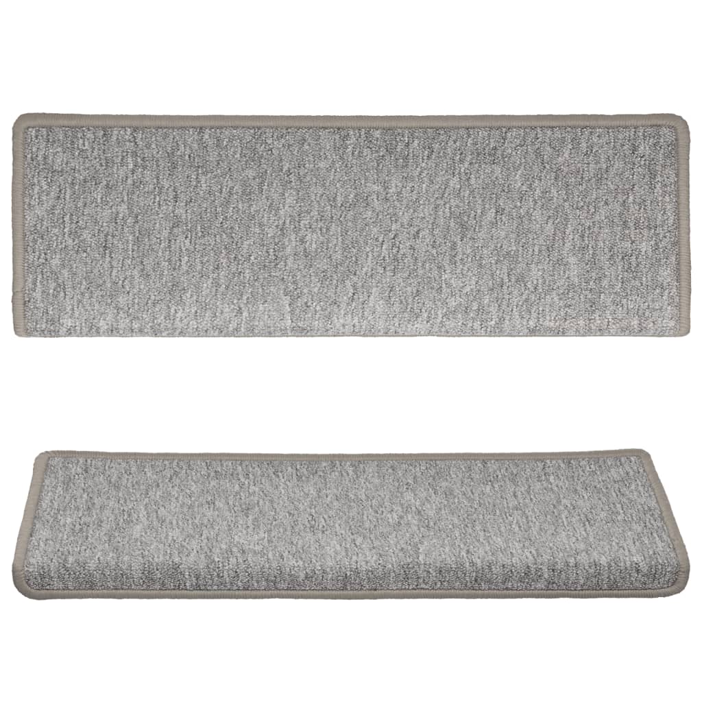 trappemåtter 15 stk. 65x21x4 cm lysegrå rektangulær kant