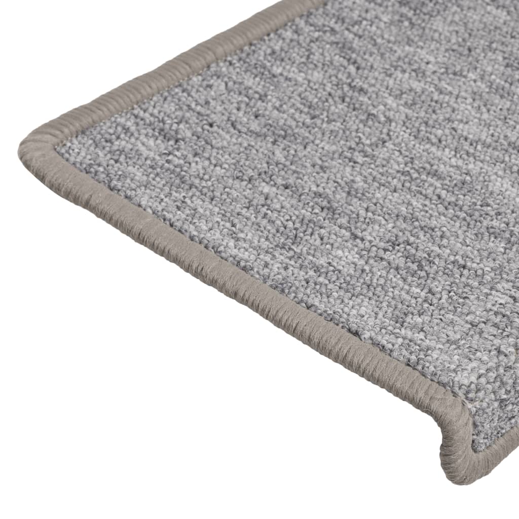 trappemåtter 15 stk. 65x21x4 cm lysegrå rektangulær kant