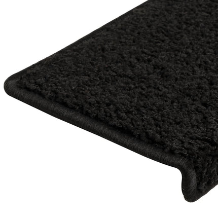trappemåtter 15 stk. 65x21x4 cm sorte rektangulære kanter