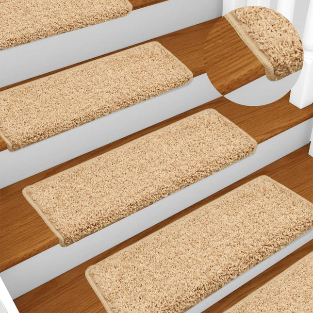 trappemåtter 15 stk. 65x21x4 cm cremefarvede rektangulære kanter