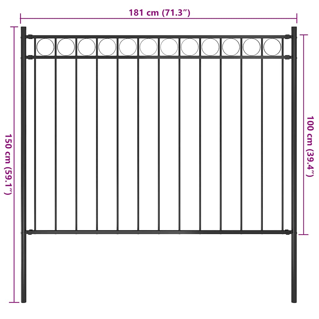 havehegn stål 1,81x1 m sort