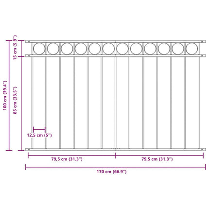 hegnspanel ASSEN stål 1,7x1 m sort