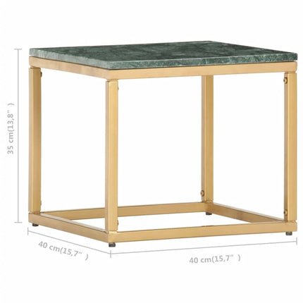 sofabord 40x40x35 cm ægte sten med marmortekstur grøn